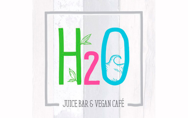 restaurante H2O Juice Bar Vegan Café logo enseña