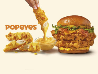 hamburguesa y tiras de pollo de la franquicia Popeyes