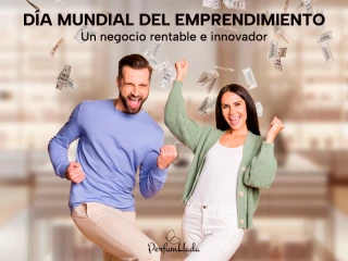 Dos personas que celebran el emprendimiento y el éxito de la franquicia Perfumhada