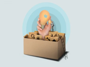 Negocios flexibles y emprendimiento con propósito representados con símbolos creativos